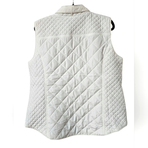 Crown & Ivy White Quilted Puffer Vest Gold Zip up w/ Zip Pockets Collar Size XXL - Picture 5 of 16